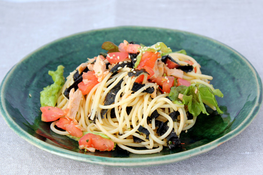 トマトとツナとのりの冷製パスタレシピ